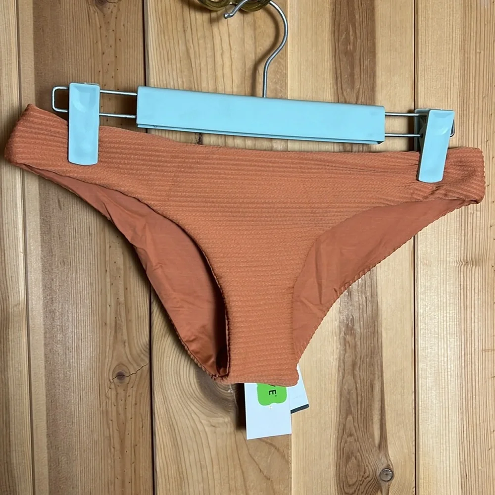 l*space Ribbed High Leg Bikini Bottoms in Peach